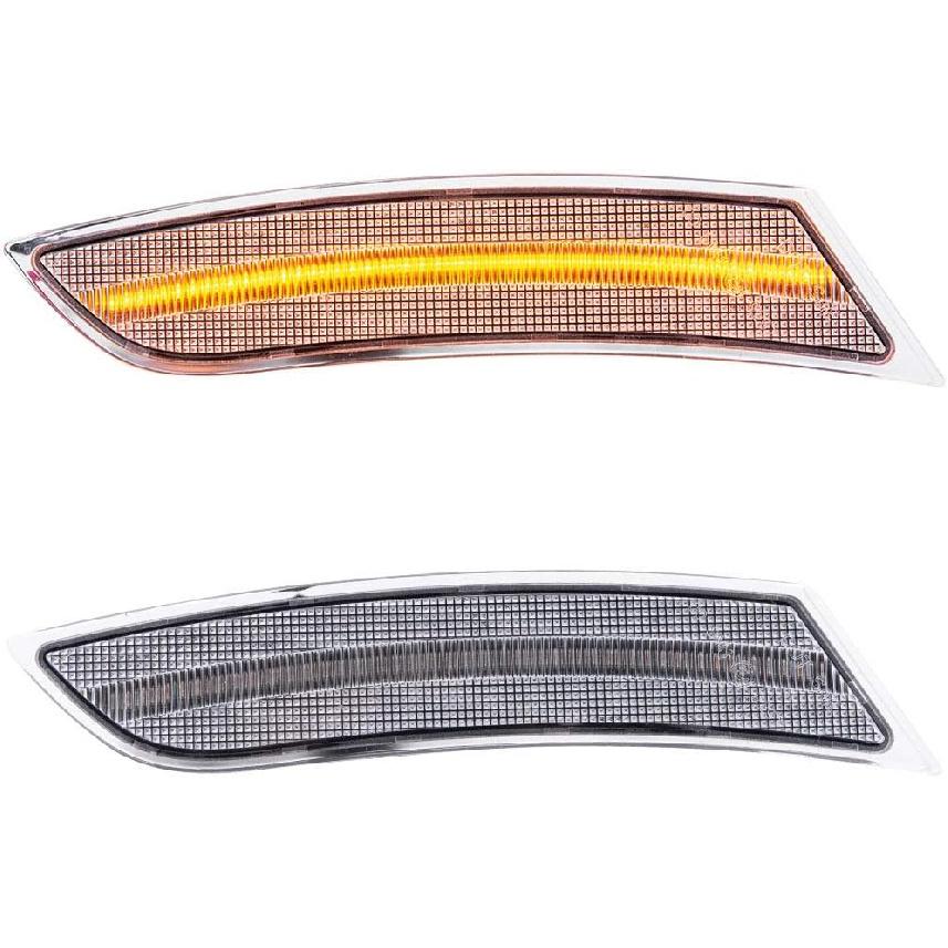 LED Front Side Marker Lamps Replacement for Cadillac XTS 2013 2014 2015 2016 2017 Clear Lens Amber LED Turn Singal Lights Kits Replace OEM Sidemarker