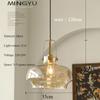 American Vintage Amber Glass Pendant Lamp Nordic Modern Home Decoration Bedroom Study Living Room Chandelier Atmosphere LED Lamp