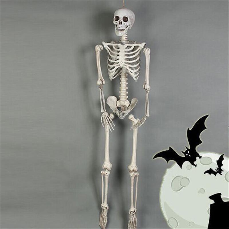 Decoración de Halloween con esqueleto articulado, hueso de hombre aterrador, decoración espeluznante para fiesta