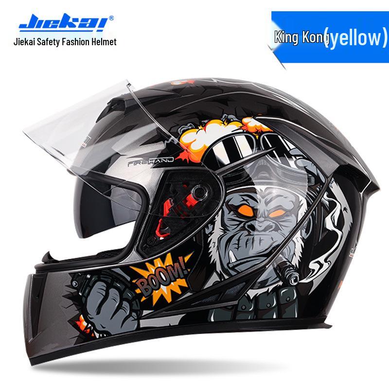 Jiekai Full Face Electric Motorcycle Helmet - Unisex, All-Season Racing Safety