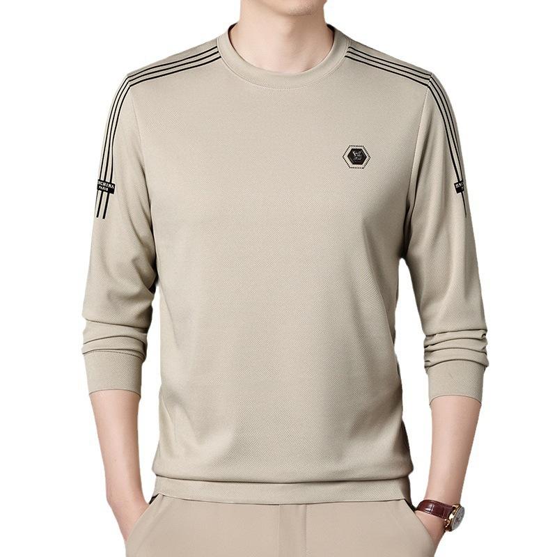 New T-shirt Sweater Autumn Fashion Round Neck Pullover Middle-Aged Korean Style Casual and Comfortable Men's Base Hoodie