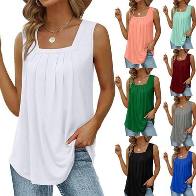 Tricou de vară pentru femei Tricou cu coadă de rândunică fără mâneci cu gât pătrat pentru femei Topuri