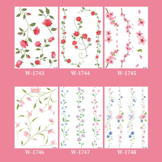 Jijijing 1 Sheet Colorful Flower Tattoo Stickers, Waterproof Temporary Fake Arm Chest Shoulder Tattoos for Women