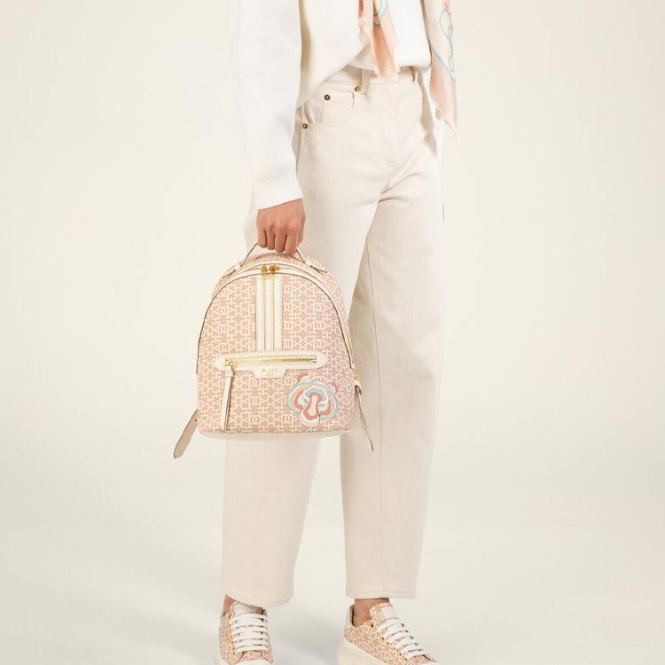Bally Daffi Classic Monogram Printed Commuter Fashion Tiger Head Logo TPU Backpack Women Backpack Pink 6300491