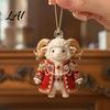 Christmas Party Supplies 2027 New Year Sheep Ornament 2D Acrylic Tree Pendant Xmas Hanging Pendants with String Chinese Zodiac Goat Decor,