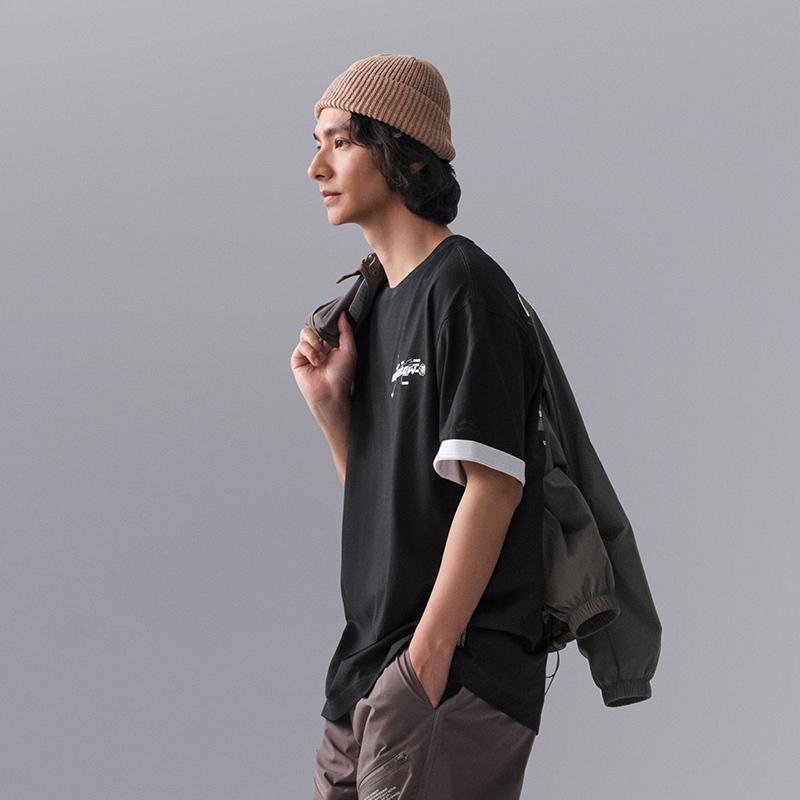 Li Ning CF Letter Round Neck Casual Sports Short Sleeve T-Shirt Men T-Shirts Black ATSU597-1