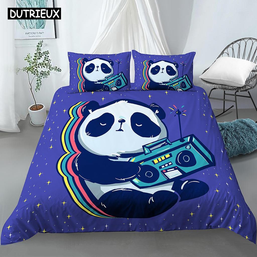 Lovely Cartoon Panda Bedding Sets 3D Printed Duvet Cover Set For Kids Girls 135x200 Bed Linen King Single Double Size Room Decor
