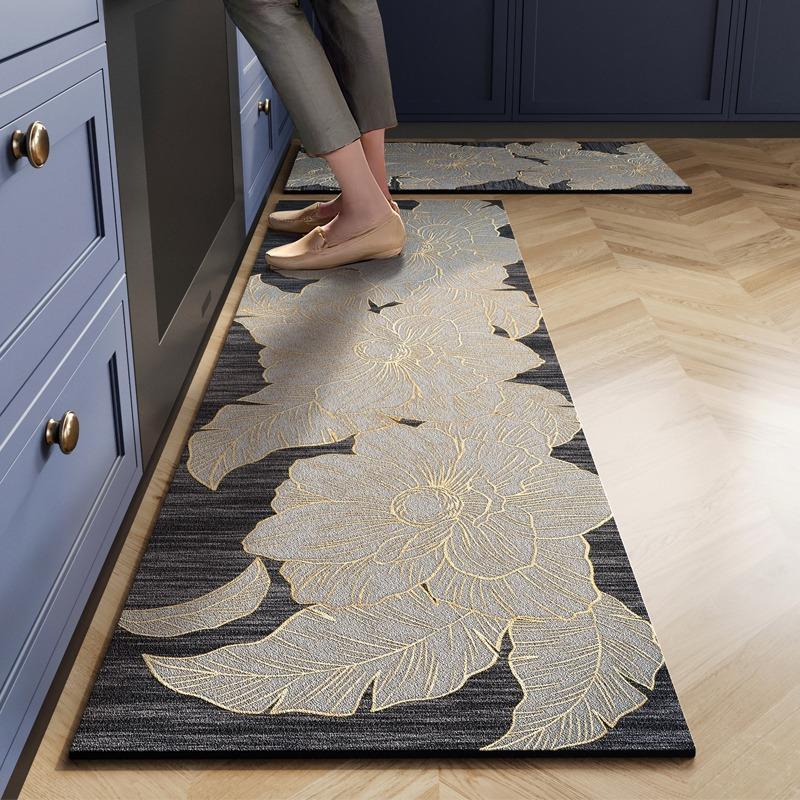 Kitchen Floor Mat Waterproof Non-slip Pvc Carpet Leather Mats Oil-proof Non-slip Area Rug Home Decoration
