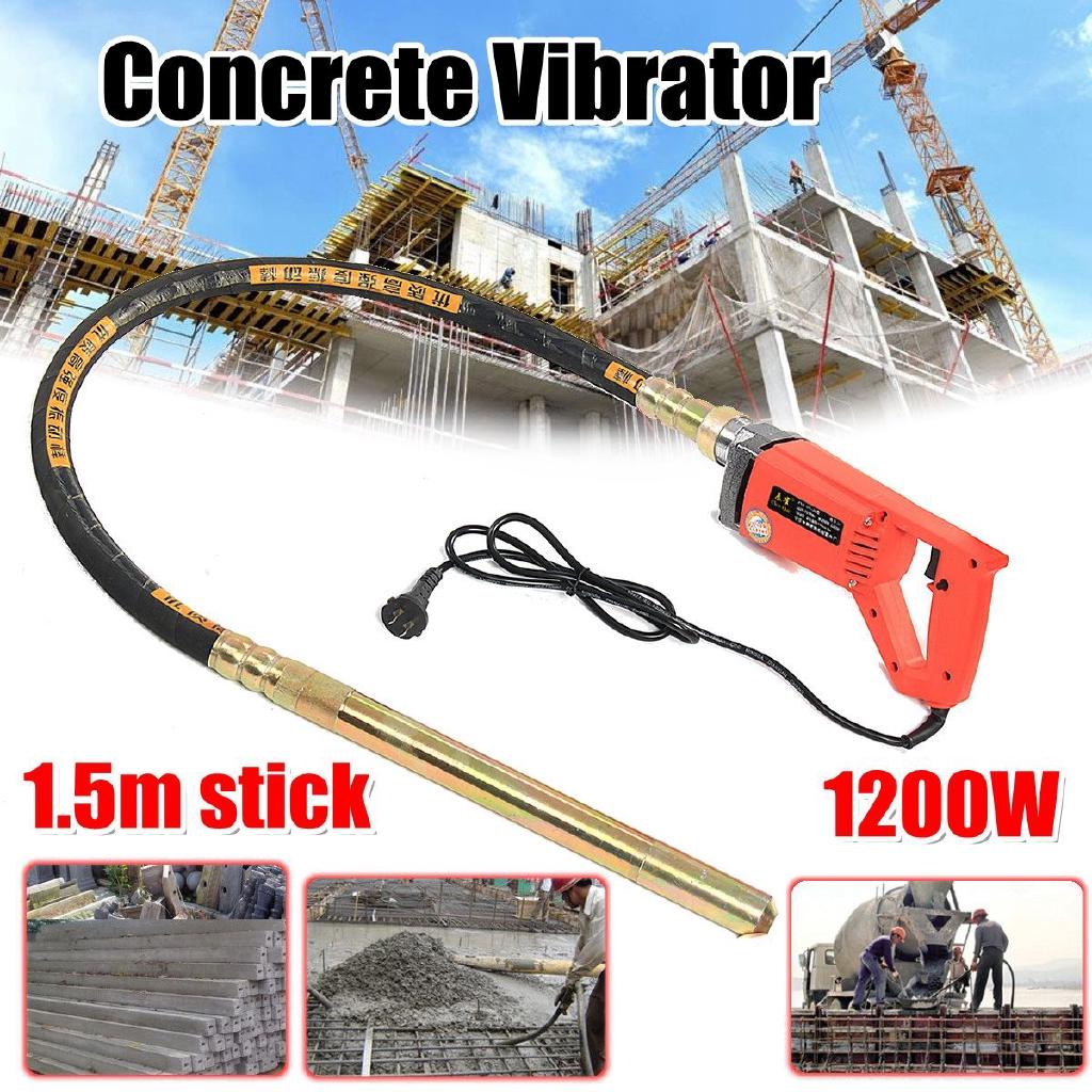 220V 5000 VPM Concrete Vibrators Electric Cement Soil Mixer with Stick 3/4 HP- Heavy Remove Air Bubbles & Level 800W/1200W
