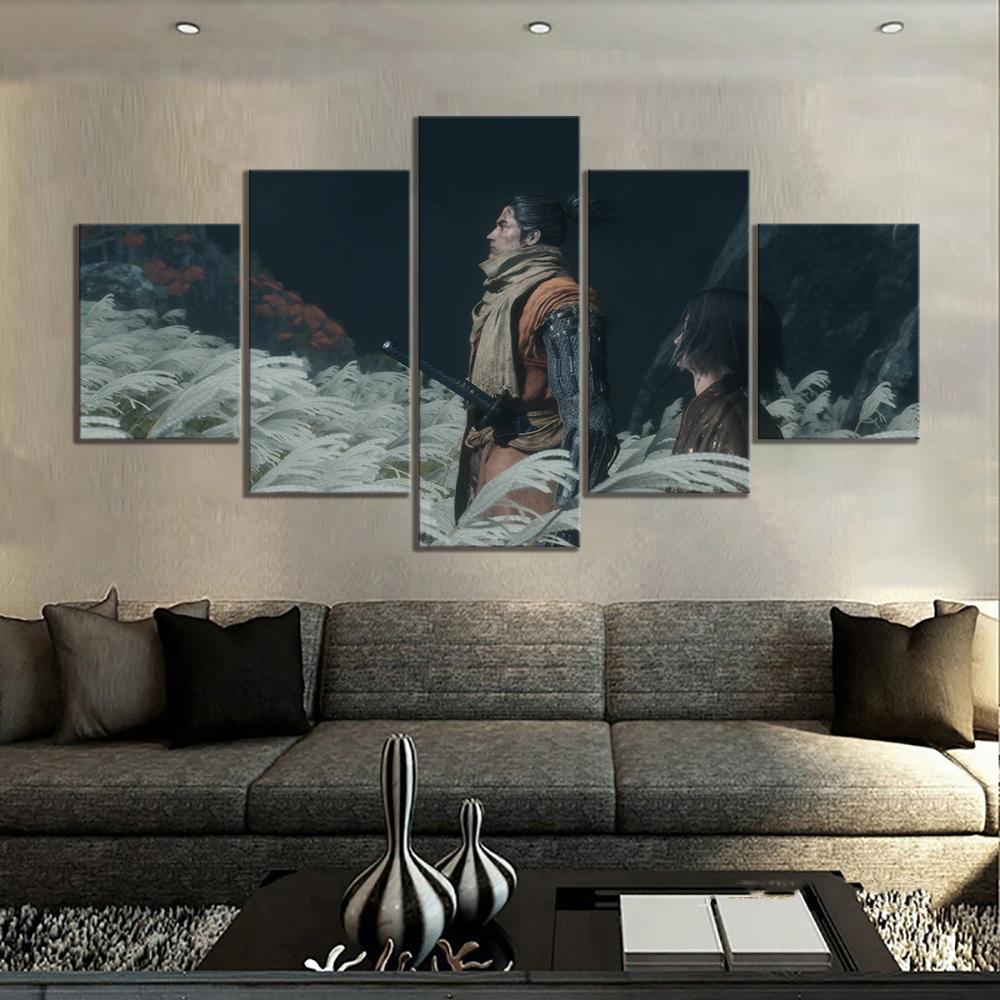 Unframed 5Pcs SEKIRO Shadows Die Twice Games Canvas Posters Wall Art Pictures HD Paintings Home Decor for Living Room Decoration