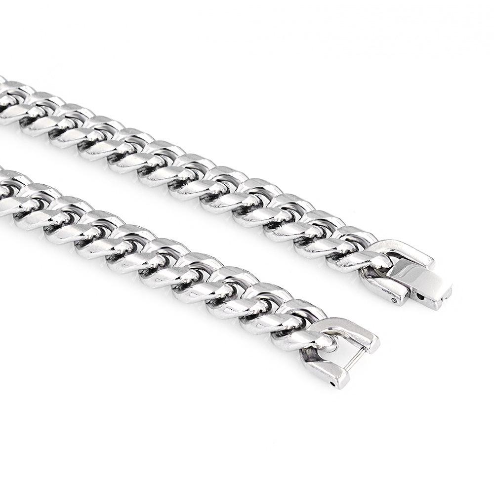 

Men’s Titanium Steel Cuban Link Necklace - Round Polished Chain with Stainless Steel Clasp 16cm Length