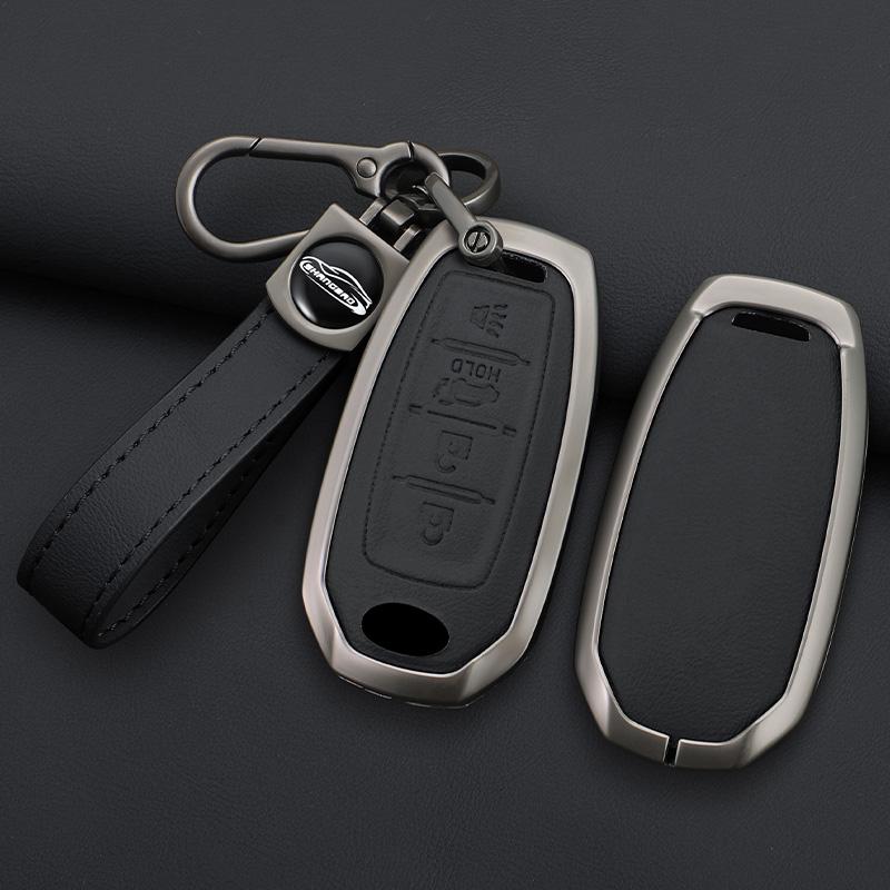 For Infiniti Q50 Q60 Qx50 Qx55 Qx60 Q70L Zinc Alloy Leather Car Full Key Case Cover Smart Remote Keychain Accessories