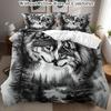 Vlci Povlečení Zvířecí Sada Povlaku na Peřinu Měkký Povlak na Přikrývku s Povlakem na Polštář pro Dekoraci Ložnice Narozeninový Dárek pro Kluky Teenagery