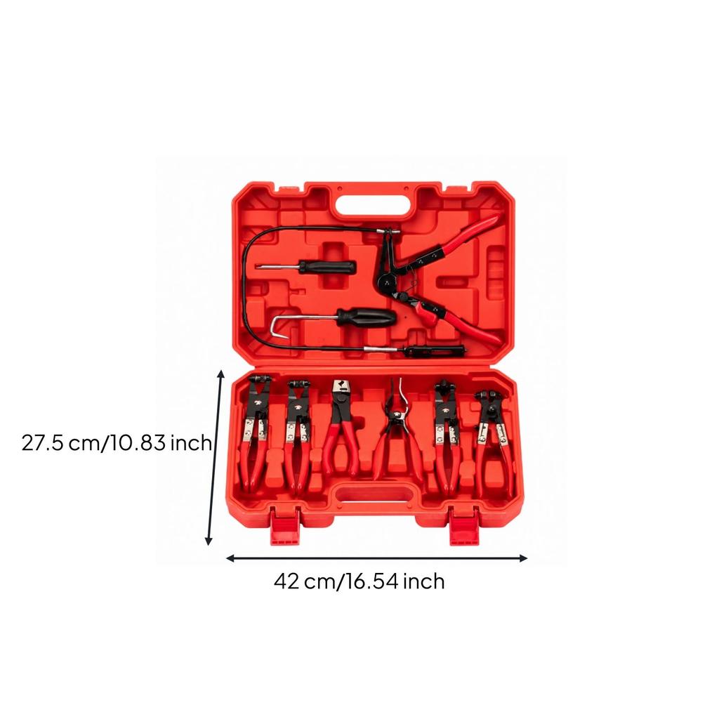 9 Pieces LongReach Hose Clamp Plier Kit | Coated Comfortable Grip, Automotive Pliers Set,