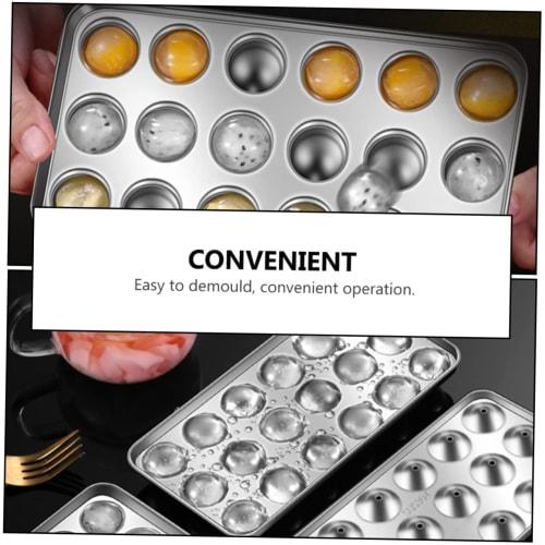 WATIIFUFU Ice Hockey Mold, Freezer Ice Tray, Ice Cube Mold, Ice Baking Mold, Ice Maker Machine, DIY Ice Mold, Round Ball Shape, 304 Stainless Steel, S