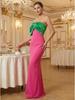Elegant European & American Strapless Contrast Color Mermaid Evening Gown