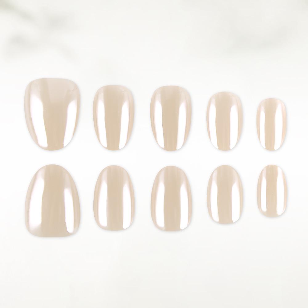 High-End Melkthee Nude Press-On Nagels: Zacht, Kort Ovaal, Huidverhelderend Pure Kleur Kunst - Set van 32