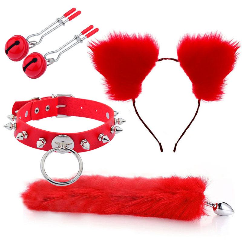 Erotic Ear Hairpin Breast Clips Vestibule Anal Plugs Male Female Apparatus Sex Toys Sm Bell Series Set Foxtail Anal Plugs
