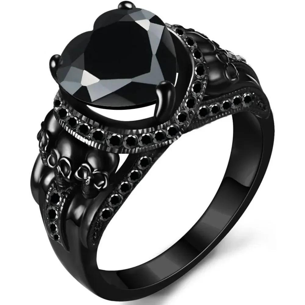 

Gothic Vampire Black Skull Rings, Biker Fashion Jewelry for Women, Halloween Engagement Accessories, Holiday Gifts 8