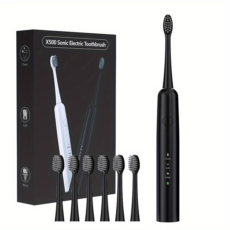 Dospělý sonický elektrický zubní kartáček cestovní sada prémiový USB dobíjecí sonický zubní kartáček IPX7 vodotěsný se 6 zubními kartáčkovými hlavicemi