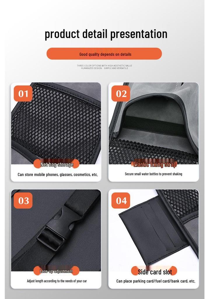 Large Car Seat Storage Bag with Tissue Box and Cup Holder
