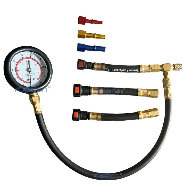 Quick Connection Fuel Pressure Tester Gauge Tools Kit 0-100 PSI with 9.49, 7.89, 6.30 Fuel Line Suitable for More Car RV Engine