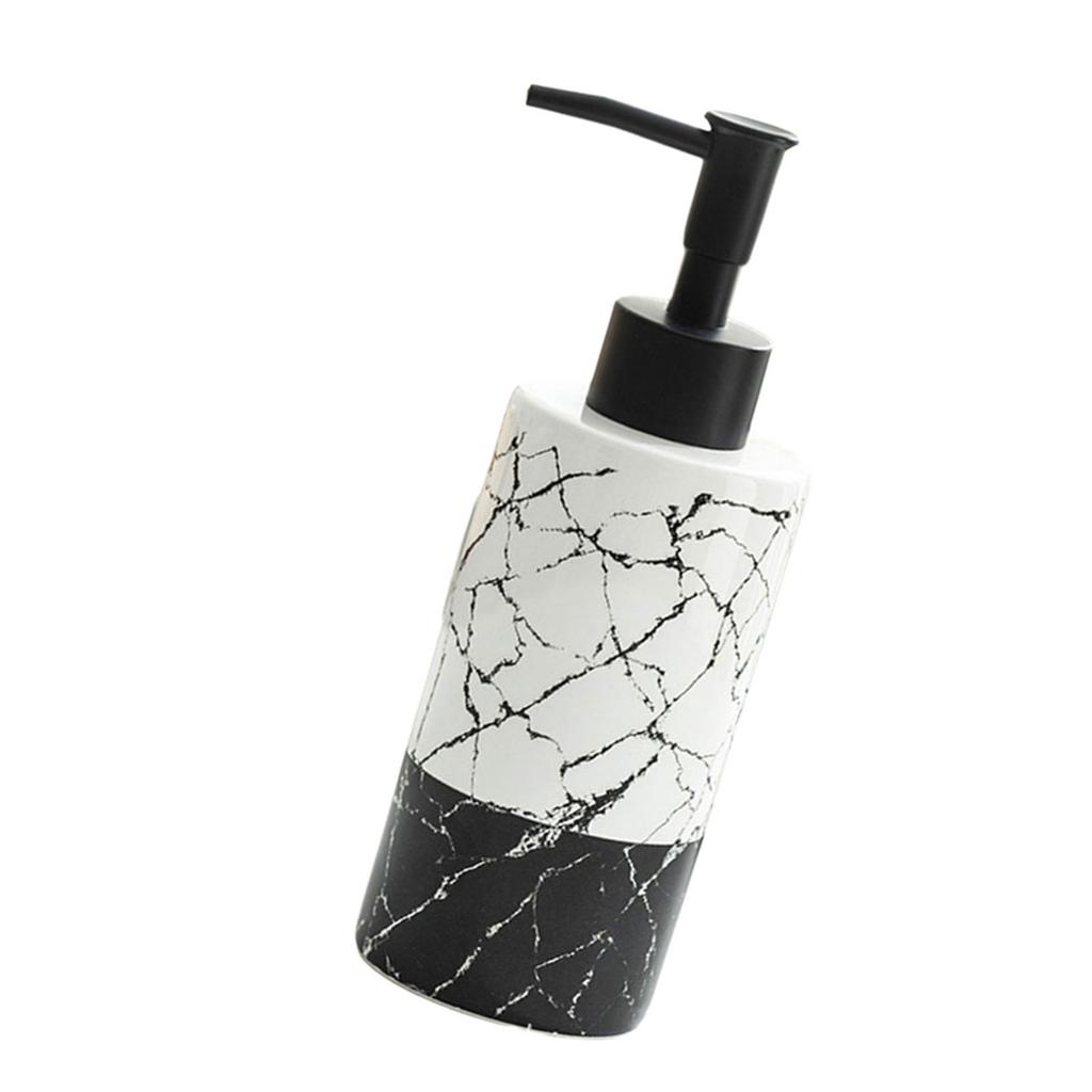 Wiederverwendbare 300ml Keramik Marmor Lotion Spenderflasche Elegant Leere Flasche Leicht zu Tragen für Badezimmer- & Küchengebrauch