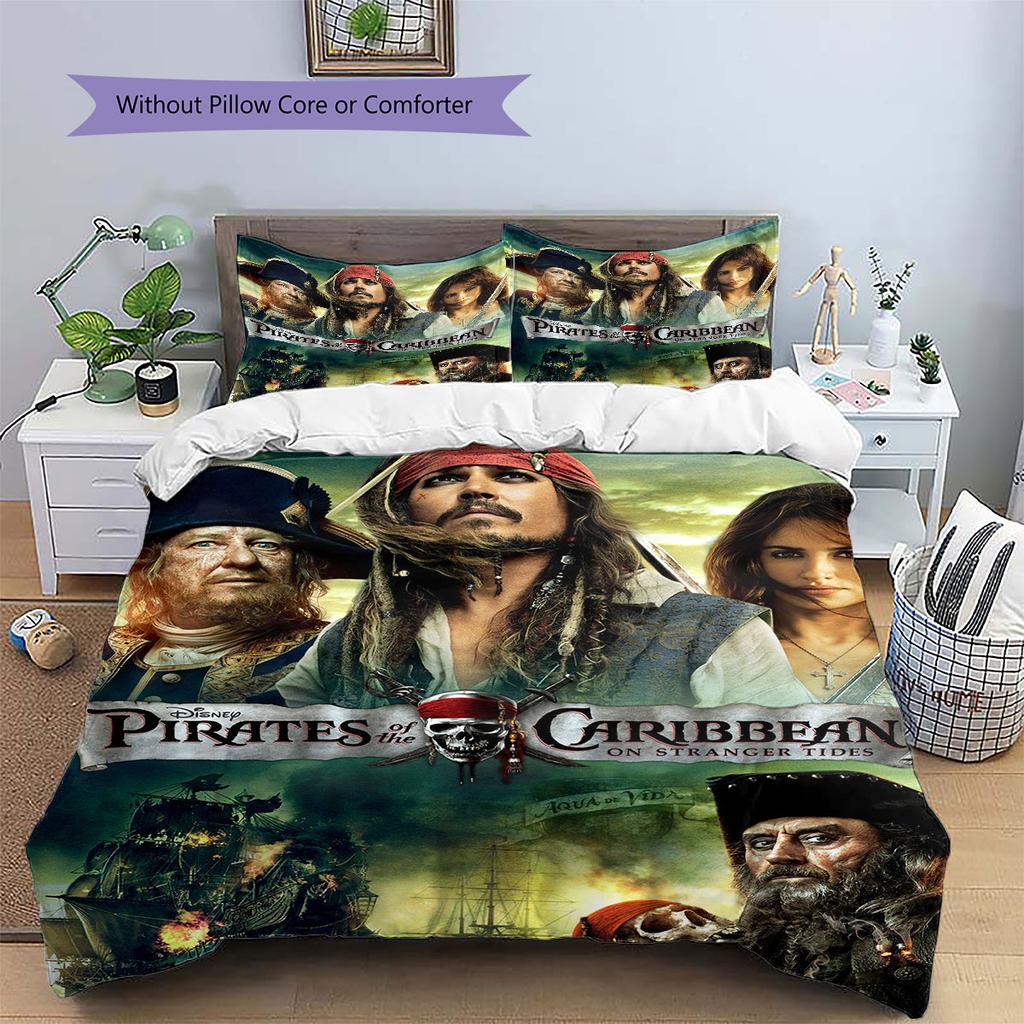 POTC Pattern Bedding Home Decoration Birthday Gift ( 1 Duvet Cover + 2 Pillowcase, Without Core),fan Merchandise.