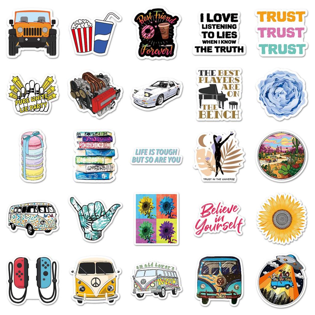 607 Trendy Cartoon Graffiti Stickers: Creative, Waterproof Decorations for Journals, Storage Boxes, and Water Bottles