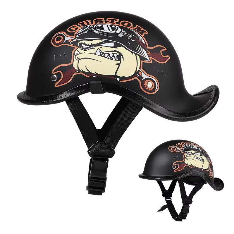 Retro half helmet motorcycle helmet electric bike riding motorcycle suitable for teenagers and children suitable for all seasons