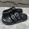Fashion 2025 Summer New Covered Toe Slip-On Sandals Women Fashion Belt Buckle Minimalist Casual Comfortable Outdoor Flat Slipperszapatos