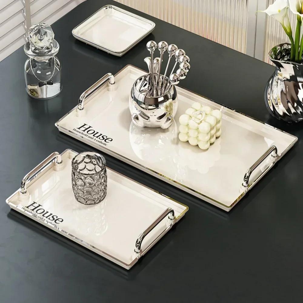 Cup Storage Rack Desktop Dual Ear Cup Holder Light Luxury Plastic Material Tray Living Room Household High-capacity Storage Rack