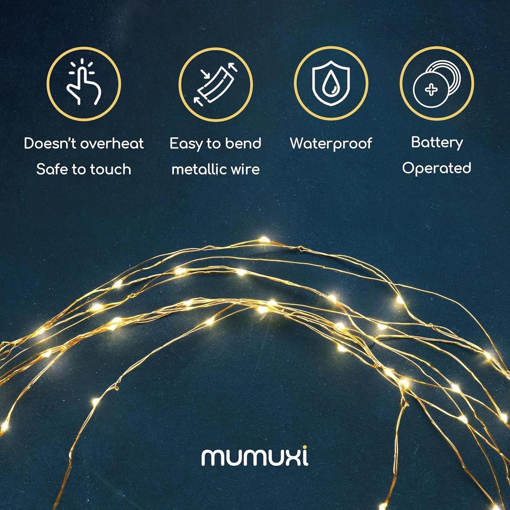 MUMUXI 20 Pack 3.3ft Fairy String Lights Battery Operated, Mini LEDs for Party Wedding Centerpiece Decorations, Crafts, Mason Jar Firefly Lights,