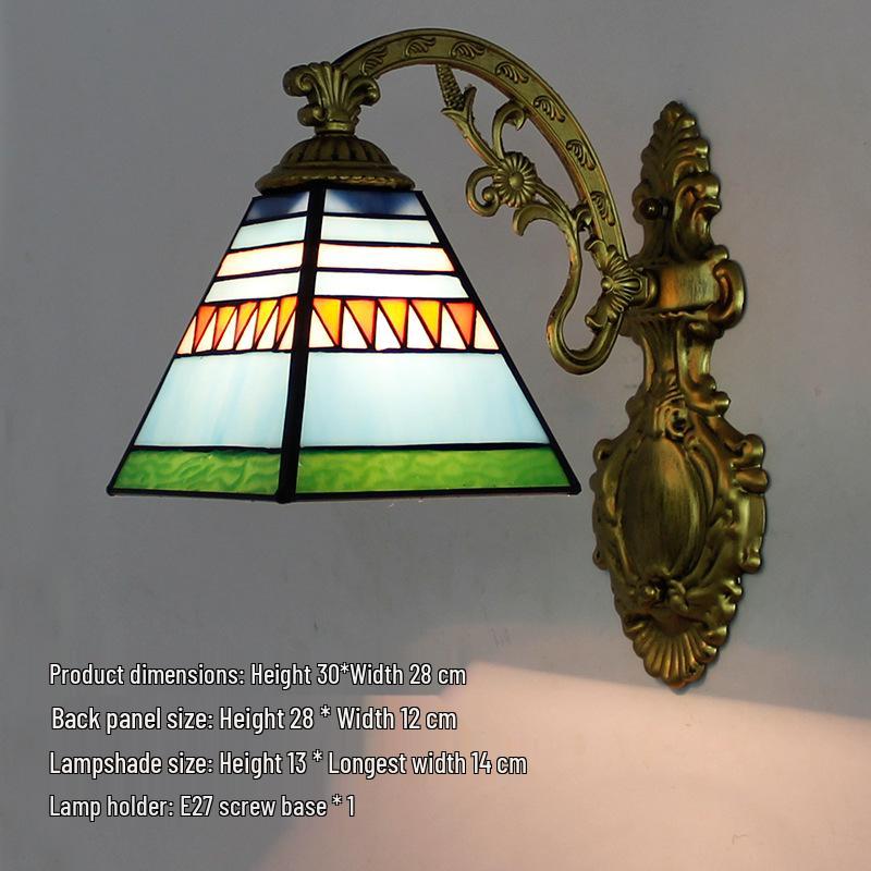 Retro European Tiffany-Style Wall Lamp for Bedroom, Hallway, or Bathroom Mirror