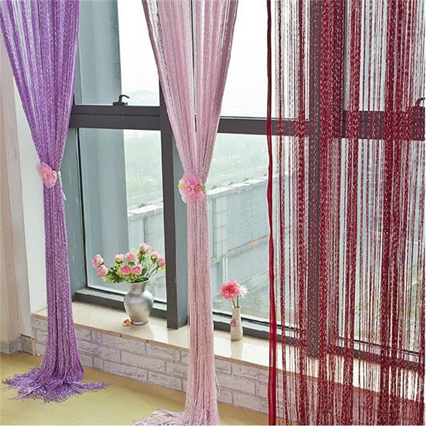 Luxury Glitter String Door Curtain Beads Room Dividers Beaded Fringe Polyester Fabric Shiny Tassel Line Curtains Window Panel Valance Wedding DIY