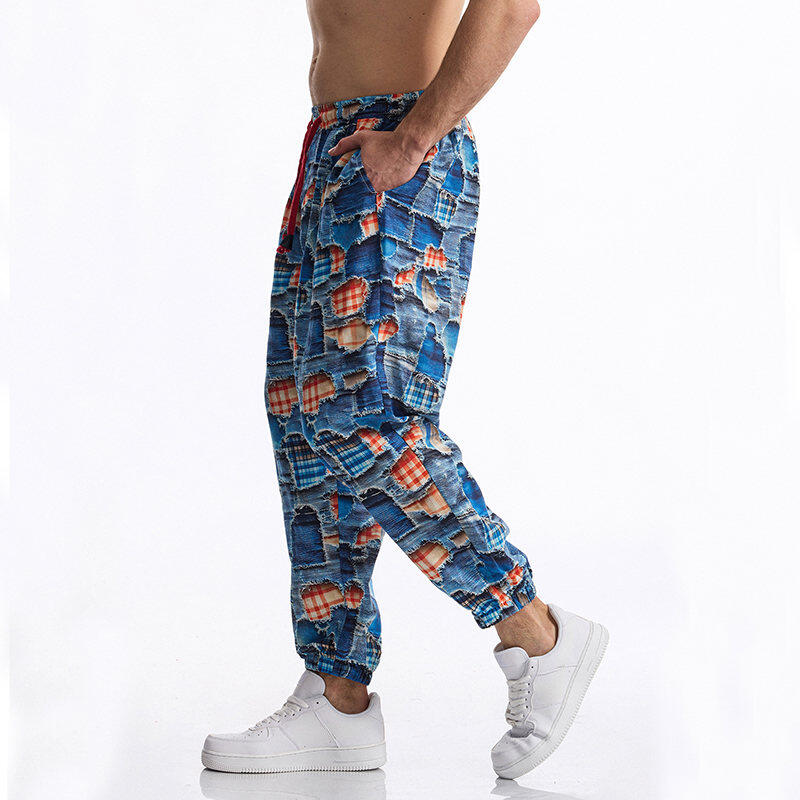 Pantaloni Casual da Uomo Estate Autunno Pantaloni con Stampa Farfalle Vestibilità Larga Vita Elastica con Coulisse Alla Moda e Comodi