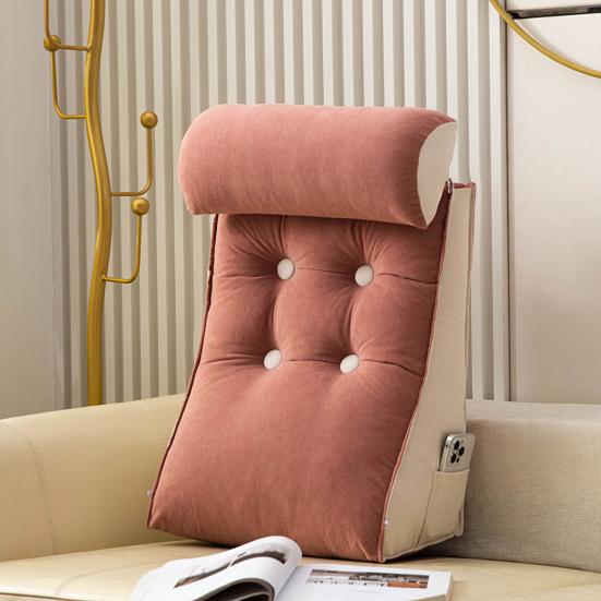 Bed Wedge Pillow for Sleeping Reading Acid Reflux Supportive Backrest Leg Neck Cushion with Side Pockets Multifunctional Sofa Pillow