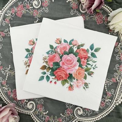 20pcs/Pac 33*33cm 2-Ply Disposable Party Napkin Floral Pattern