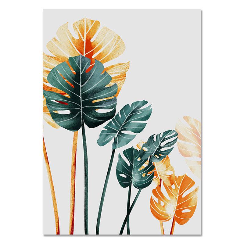 

Скандинавские постеры с зелеными листьями, принты тропических листьев, картина для гостиной, настенное искусство, золотое растение, холст для домашнего декора 30x40cm No Frame