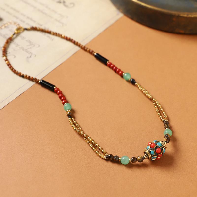 Retro style collarbone chain Exotic Nepalese short necklace Niche Tibetan accessories women