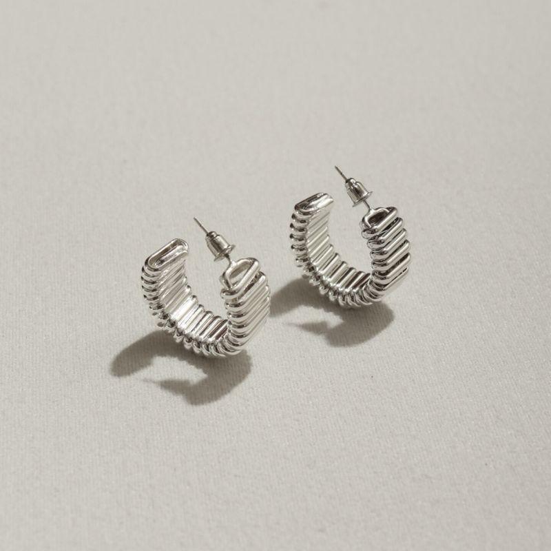 

Wearring 2026 New European and American Style Earrings, Unique and Niche C-Shaped Ear Studs, Space Line Spring Ear Hoops Silver