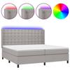 VidaXL Slat Bed Base with Mattress and LEDs, Upholstered Bed with Headboard, Double Bed, Adult Bedroom Bed, 3138661