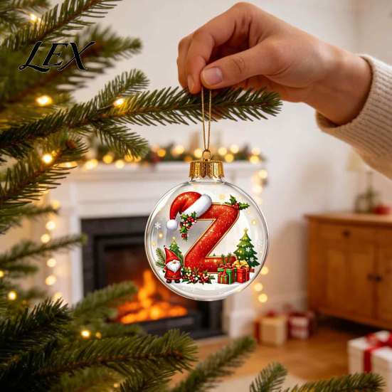 Indoor Outdoor Xmas Hanging Ornaments 26?Letter Acrylic Christmas Ball Ornament, 3D Crystal Style Alphabet Tree Decorations Pendant, Home