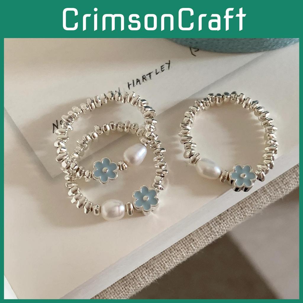 Elegant Floral Adjustable Pearl Ring For Women Stylish Minimalist Design In Copper