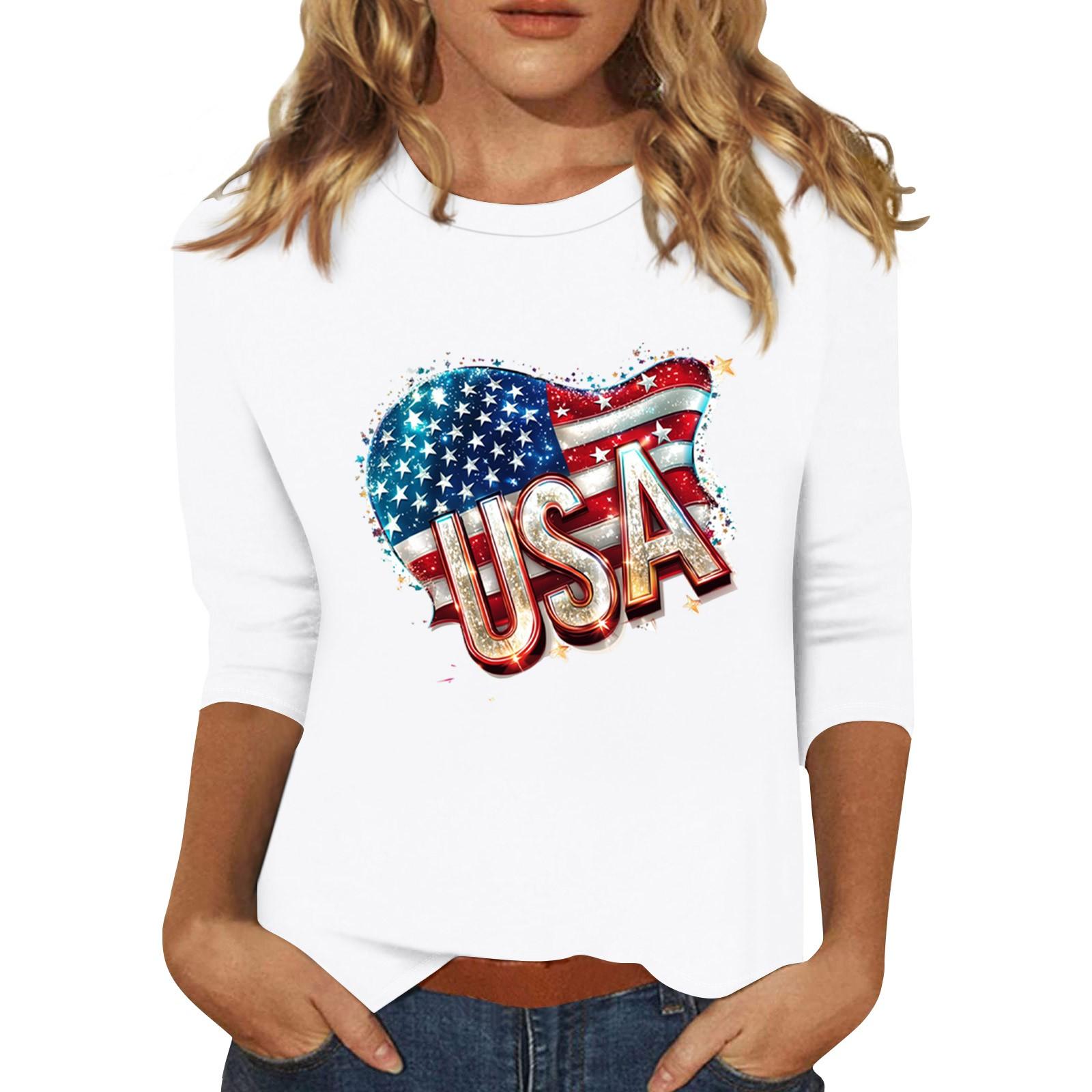 

Женский топ с круглым вырезом и принтом, футболка с рукавами три четверти Футболка с рукавами три четверти XXL белый