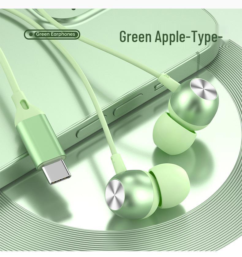 New Type-C Metal In-Ear Earphones with Microphone and Wired Control - Heavy Bass Quality.