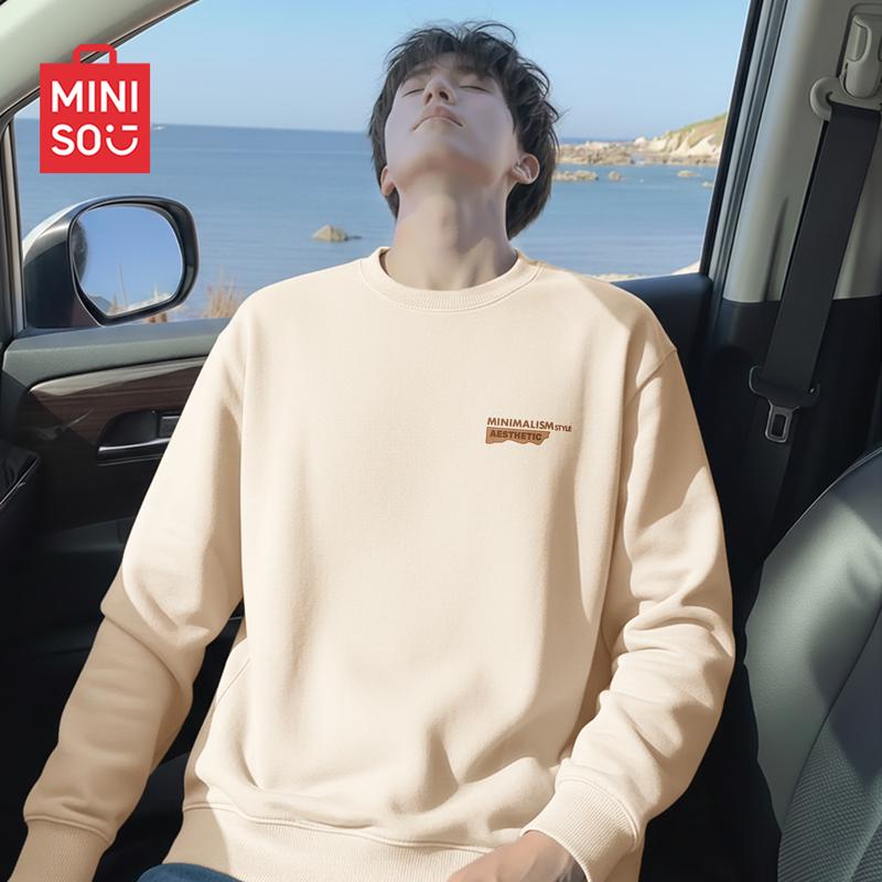 MINISO Men's Loose-Fit Crew Neck Pullover Sweatshirt