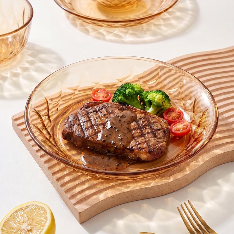 Baijie Amber Heat-Resistant Borosilicate Glass 4-Piece Dinnerware Set