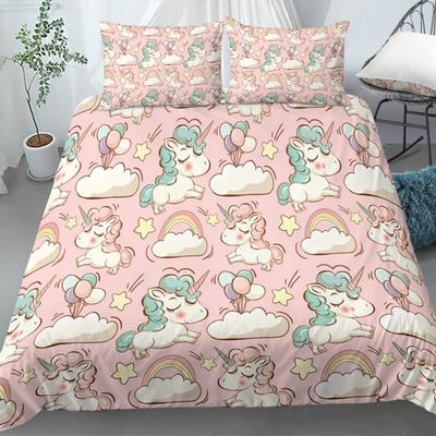 Cute Cartoon Unicorn Duvet Cover Queen and King Size 3D Printed Soft Bedding for Kids Girls Adults 3 Pcs with 2 Pillowcases