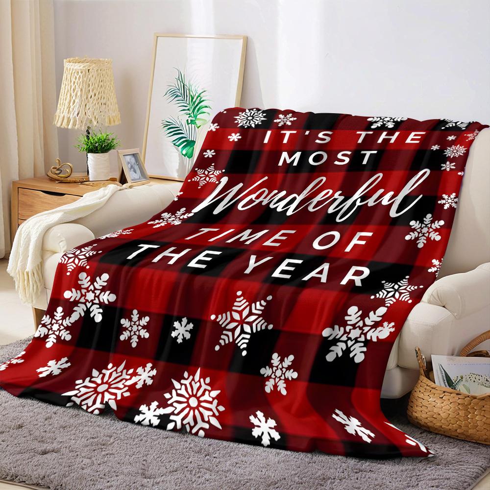 Xmas Buffalo Plaid Flannel Blanket Warm Soft Halloween Christmas Couch Warm Cozy Decorative Decor Gift for All Season 75X95CM